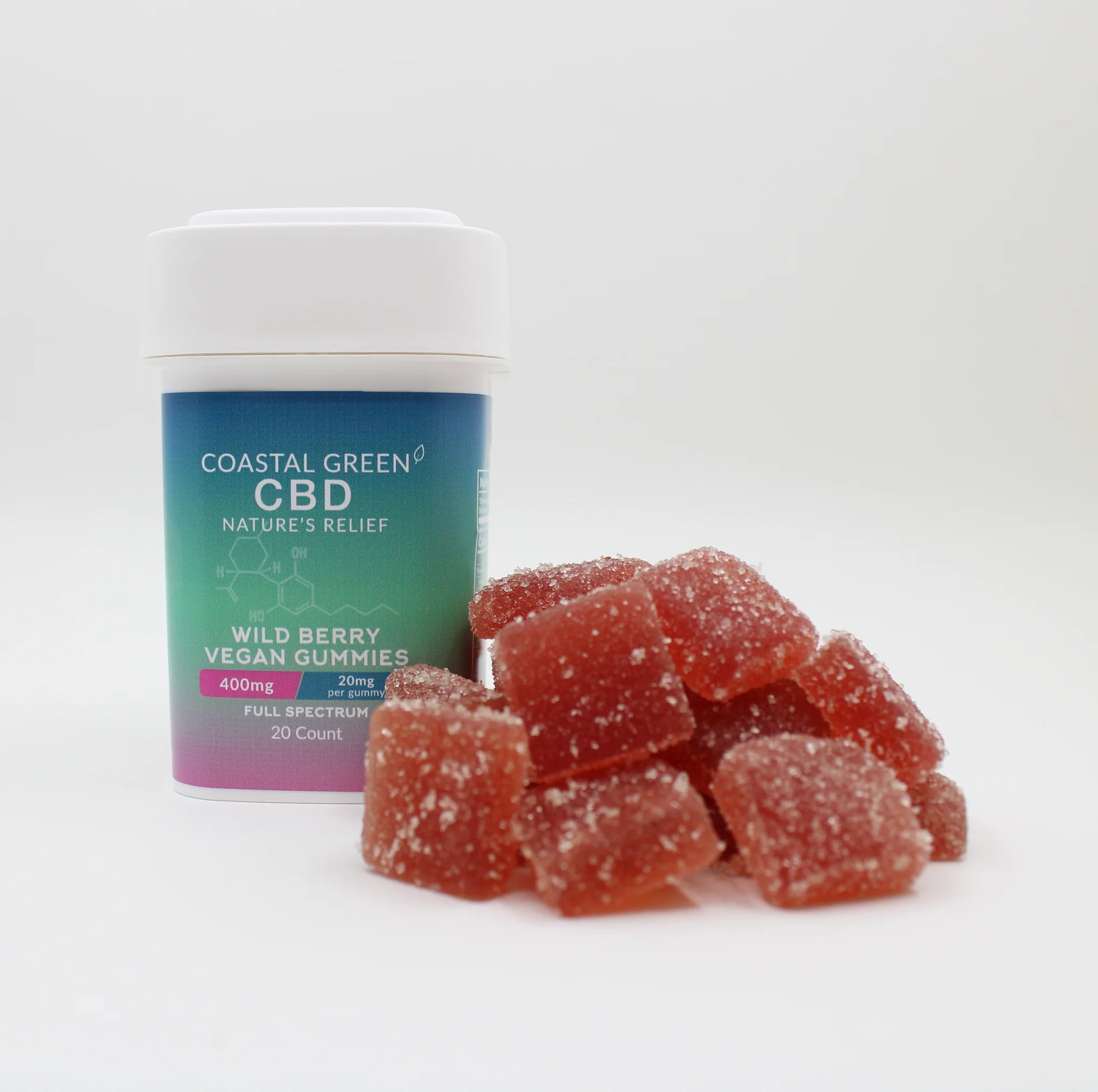 Coastal Green Wild Berry 20mg CBD Vegan Gummies